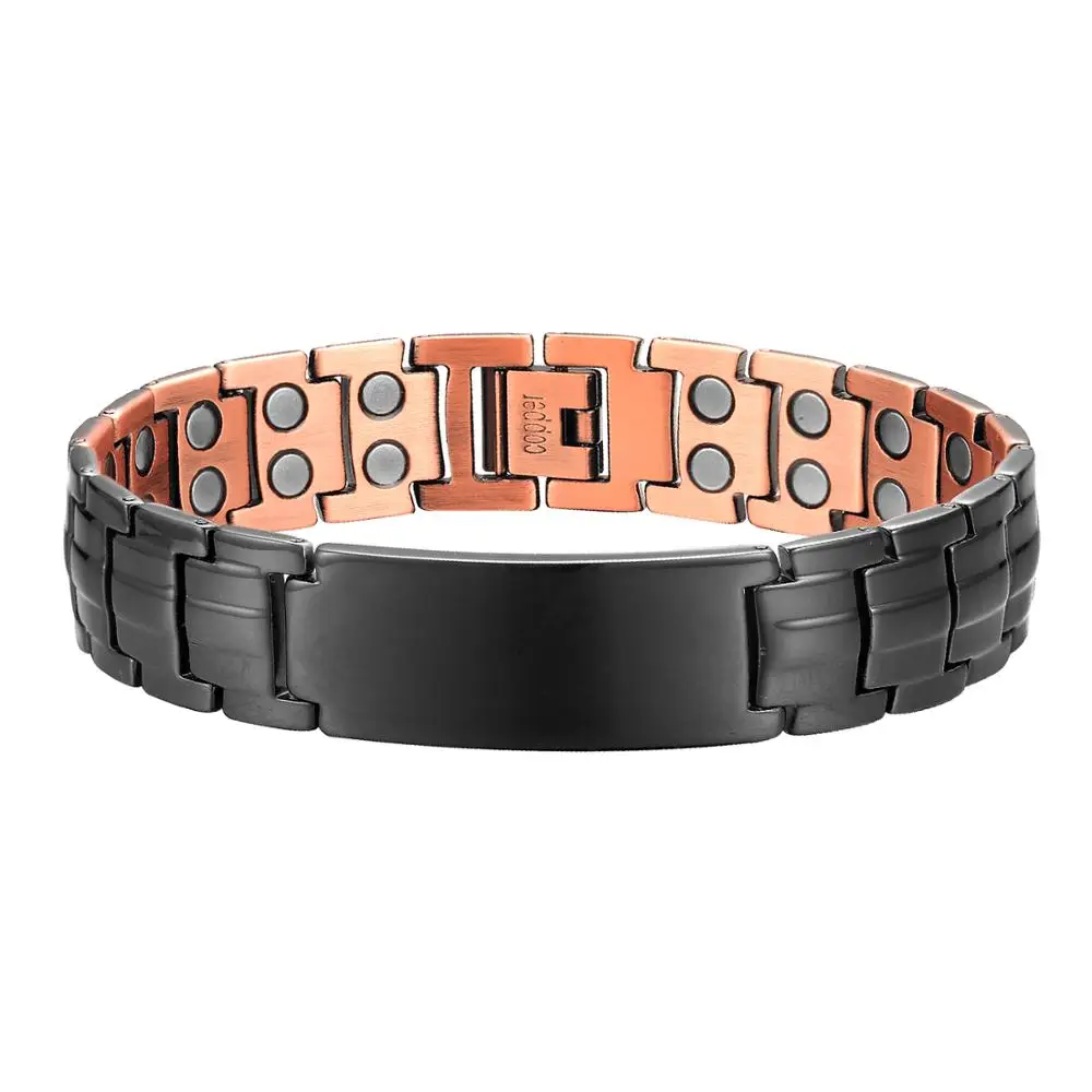 Copper Magnetic Bracelet Personalize ID Name Bracelets for Men Women Adjustable Wristband Bracelet Bangle Metal Jewelry Gift 5