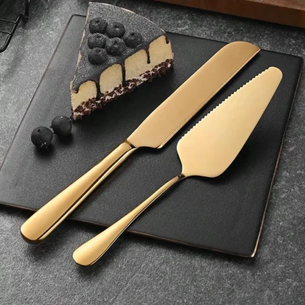 2Pcs Stainless Steel Cake Cutting Knife Shovel Cutlery Set Cake Pizza Dessert Spatula Tableware Wedding Birthday Party Supplies 1