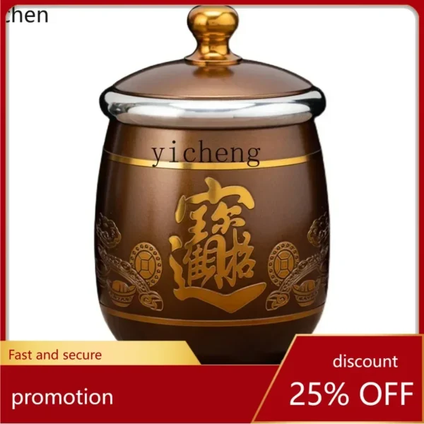 ZMLHousehold Buddha Front Water Cup Pure Copper Tea Cup Guanyin Water Filter Jug Ornaments 1