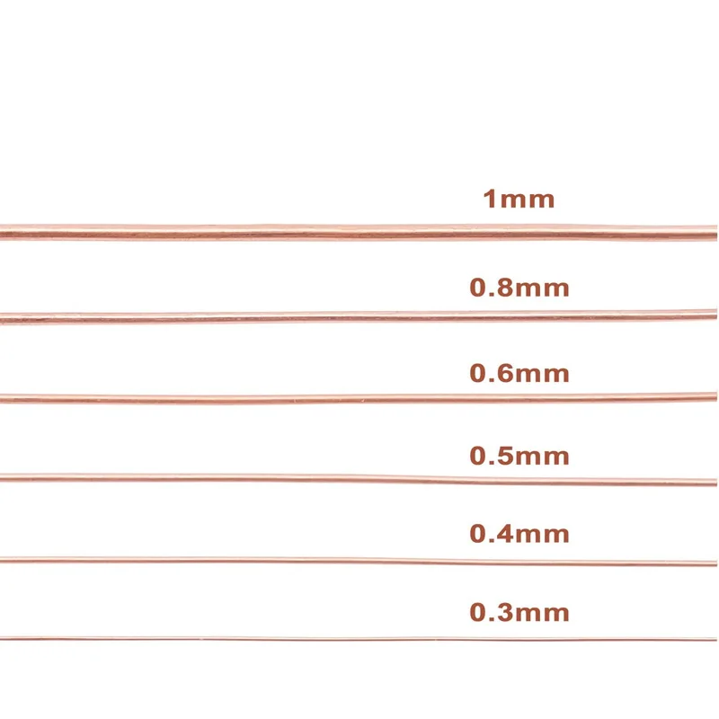 1-10M Bare Copper Wire Pure Copper Wire T2 Copper Coil Conductive Copper Wire, Bare Line Diameter 0.1/0.15/0.2/0.3/0.4/0.5-5mm 5