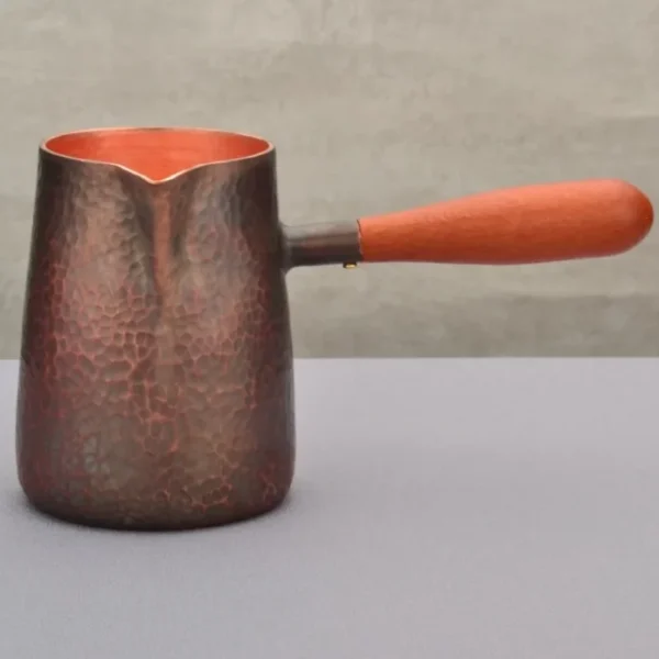 Vintage Hand-Rinsed Pure Copper Coffee Pot,Engraving Hammer Texture Heat Boiling 500 ml Water Kettle Teaware,Handcrafted Teapot 1