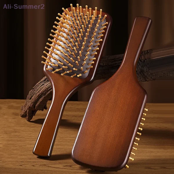 1Pcs Natural Sandalwood Massage Brush Soft Cushion Round Smooth Hair Comb Teeth For Scalp Health 1
