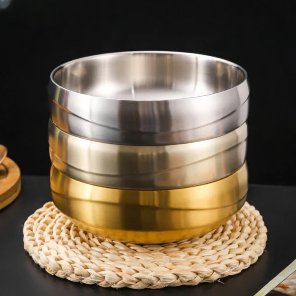 Korean Water Ripple 304 Stainless Steel Cold Noodle Bowl Double Wall Vacuum Insulation Japanese Ramen Bowl Salad Bowl Fruit Bowl 1