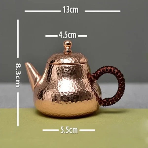 200ML Small Pure Copper Teapot Retro Mini Bubble Tea Pot Pure Handmade Copper Kettle Handle Play Pot 1