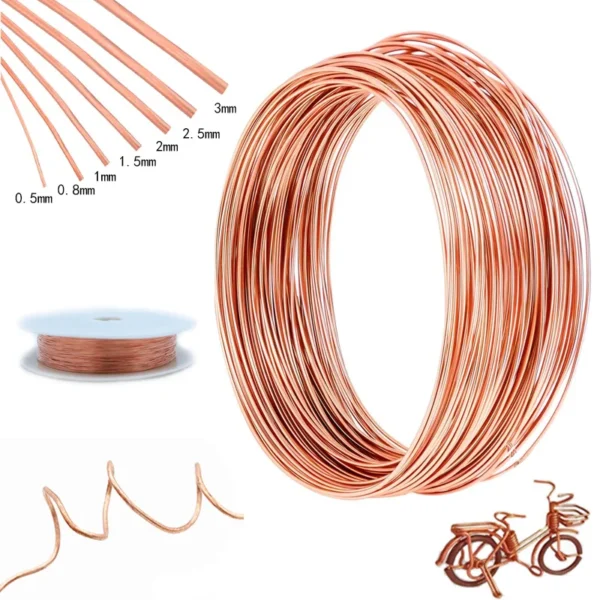 1-10M Bare Copper Wire Pure Copper Wire T2 Copper Coil Conductive Copper Wire, Bare Line Diameter 0.1/0.15/0.2/0.3/0.4/0.5-5mm 1