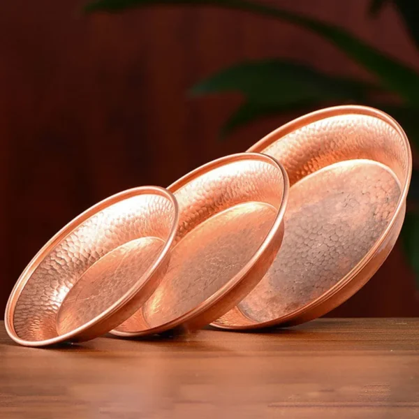 Tibetan Copper Plate 15.4cm Engraving Buddhism Brass Dish Auspicious Tantra Altars For Buddha Tray Desktop Home Gift Decorative 1