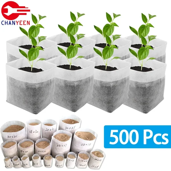 100-500Pcs Biodegradable Nursery Bag Plant Grow Bags Non-woven Fabric Seeds To Sow Flower Pots For Home Garden Accessories Tools