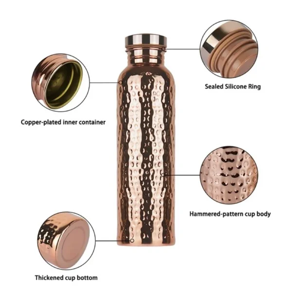 800ML Copper Water Bottle​ Anti-Slip Silicone Base​ ​Thermal Insulation ​Leakproof Sports Bottle​ ​One-Click Open Lid​ 4