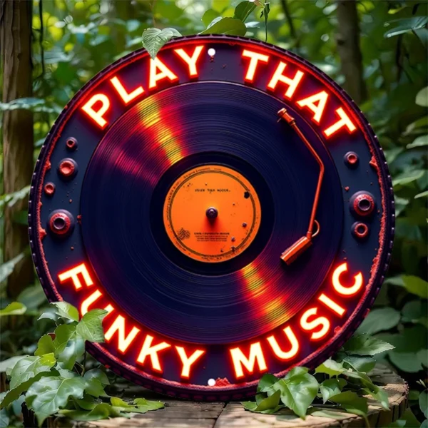 Vintage Vinyl Record Neon 8 Inch Wooden Home Dorm Decor Garden Decor Wall Sign Outdoor Patio Gardening Gift