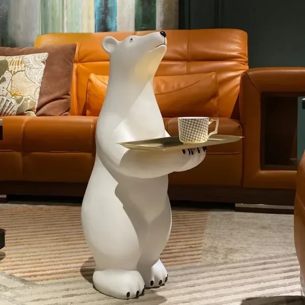 Lareg Polar Bear Figure Side Table Big Resin Bear Statue Oversize Sculpture Figurine Luxury Living Room Decoration Accessories