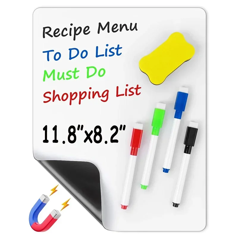A4 Size Dry Erase White Board for Fridge Sticker Magnetic Whiteboard,Portable 11.8