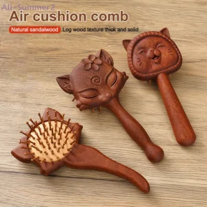 Hair Care Animal Shape Air Bag Sandalwood Comb Portable Anti Static Massage Comb Relieve Scalp Air Cushion Comb Gift