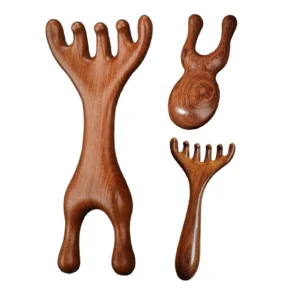 Sandalwood Scalp Massager Sandalwood Deer Antlers Comb Meridians Dredging Scalp Facial Massage Comb Gua Sha Comb Hair Comb