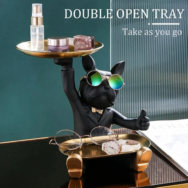 Resin French Bulldog Tray Statue Cool Bulldog Storage Decor Key Bowl Dog statue For Modern Home Decor Office Desk Decor Gifts