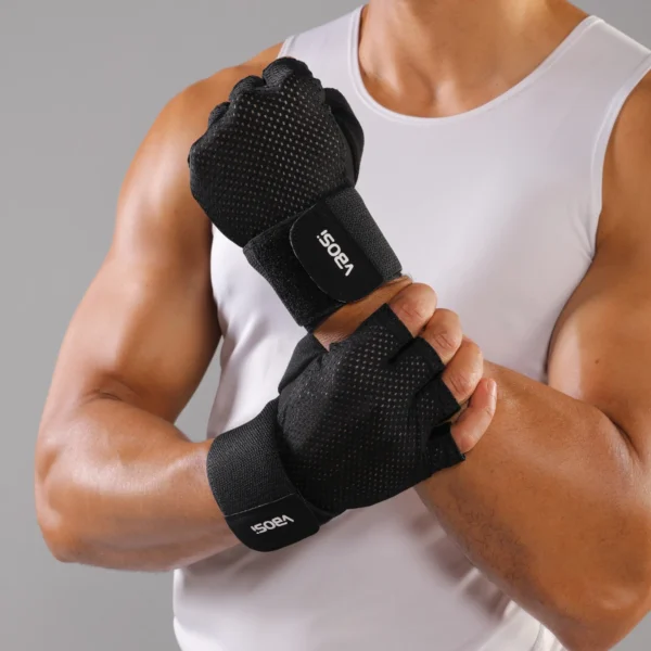 VBOSi Breathable Half-Finger Sports Gloves with Adjustable Wrist Straps, Non-Slip Gym & Cycling Gloves for Men and Women