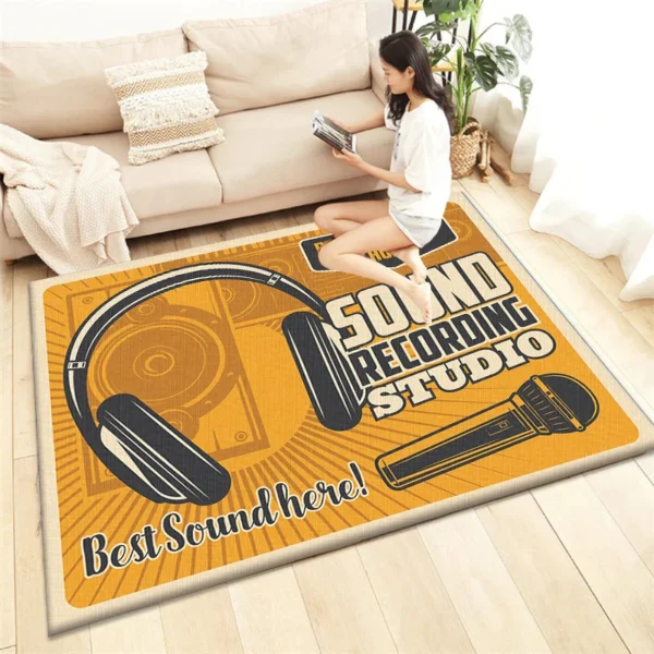 Retro Music HD Printed Carpet Living Room Home Decor Sofa Table Rug Anti Slip Chair Cushion Lounge Mat Picnic Camping Art