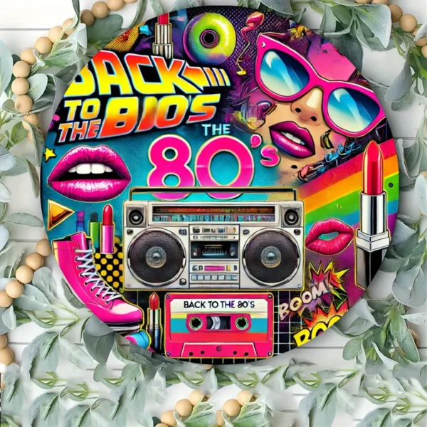 Aluminum 2D Wall Decor - 80s Retro Graffiti, Hip-Hop Rock Disco, Ideal for Home, Perfect Gift ，Gift for Family & Friends