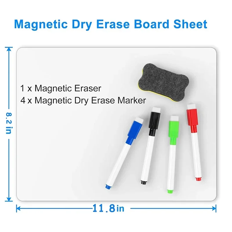 A4 Size Dry Erase White Board for Fridge Sticker Magnetic Whiteboard,Portable 11.8 2