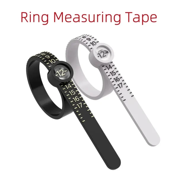 US/UK/EU/HK Size Ring Ruler Ring Measuring Tape Ring Measuring Tool Annular Coil Finger Size Filter with Magnifying Glass