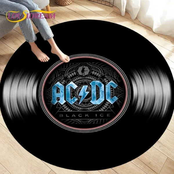 Vinyl Record Round Area Rug – Classic Music Design Carpet – Non-Slip Floor Mat for Living Room, Study or Music Room Decor