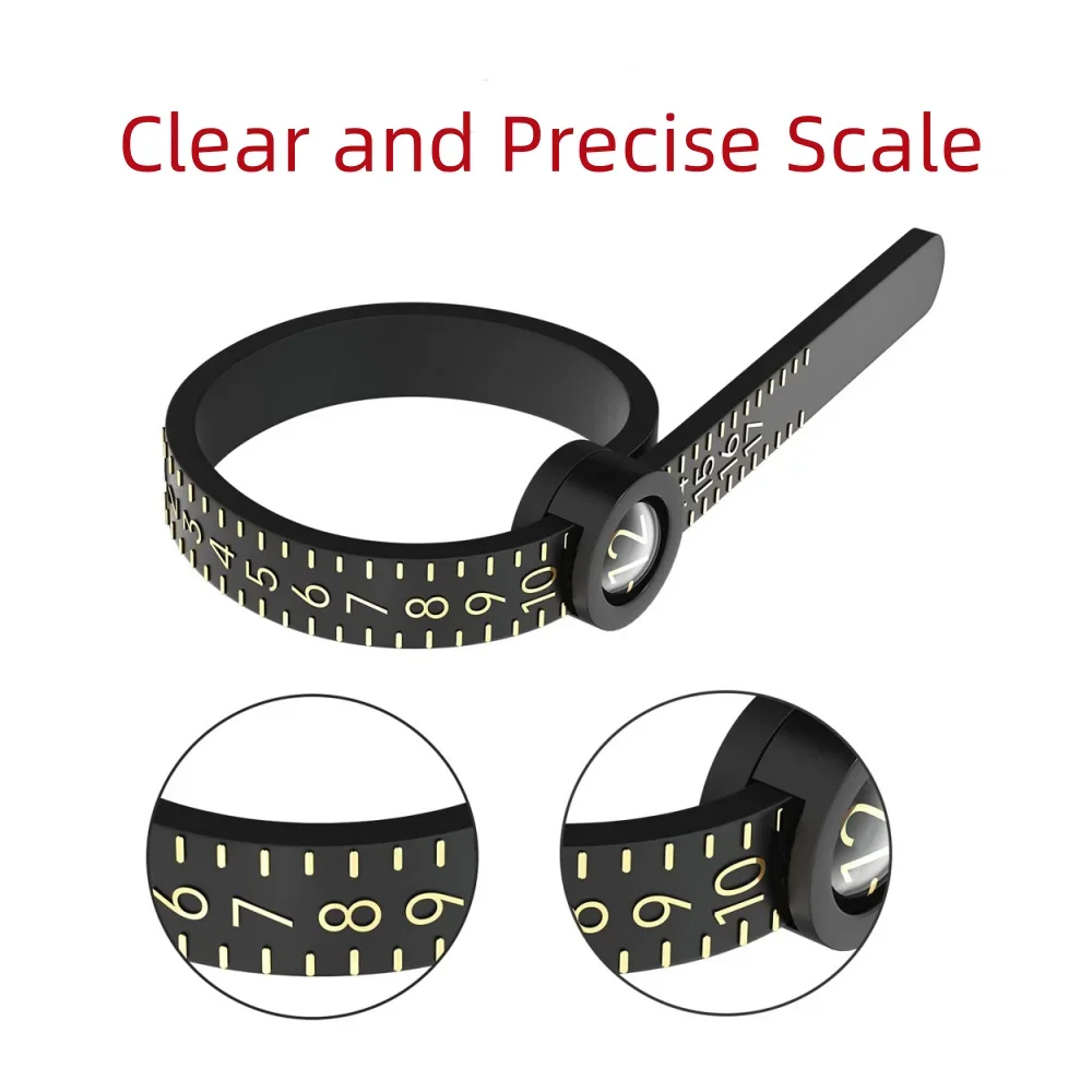 US/UK/EU/HK Size Ring Ruler Ring Measuring Tape Ring Measuring Tool Annular Coil Finger Size Filter with Magnifying Glass 6