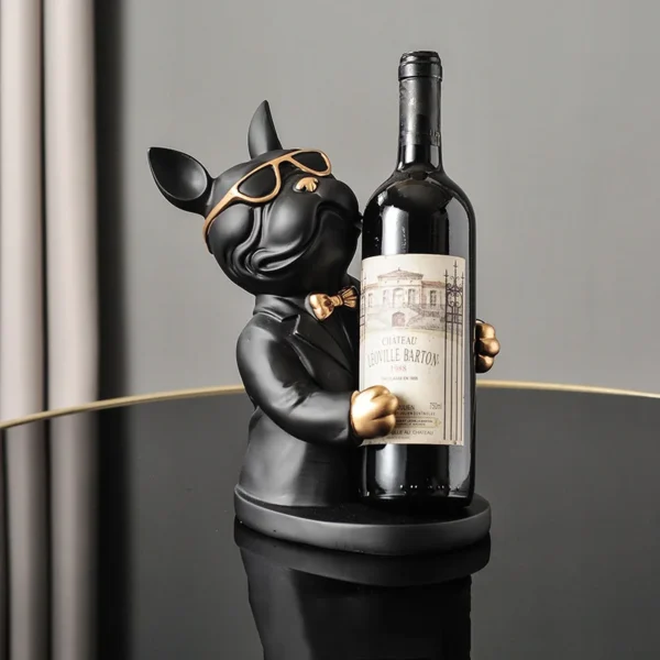 Home Decoration Animal Figurines Wine Holders Resin Craft Bulldog Statue Wine Bottle Holder Desk Table Champagne Rack Room Decor
