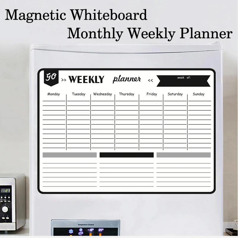 A3 Size Magnetic Monthly Weekly Planner Dry Erase Whiteboard Calendar Table Blackboard Fridge Sticker Message Board Menu 2