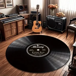 VIKAMA Vintage Record Floor Mat - Anti-Slip And Stain-Resistant For Living Room, Bedroom Bedside Carpet, Home Decoration
