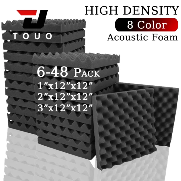 TOUO Acoustic Foam Fireproof Soundproofing Sponge 6/12/24/48 Pcs Egg Crate Soundproof Foam Studio Home Sound-absorbing